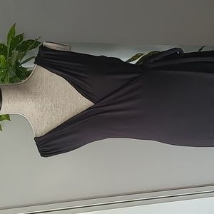 Athleta Windward Wrap Dress with Handkerchief Hem Black Medium